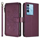 For Itel P38 / S17 / Vision 3 Butterfly Love Flower Multi-card Zipper Wallet Leather Phone Case(Dark Purple) - 2