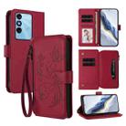 For Itel P38 / S17 / Vision 3 Butterfly Love Flower Multi-card Zipper Wallet Leather Phone Case(Wine Red) - 1