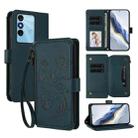 For Itel P38 / S17 / Vision 3 Butterfly Love Flower Multi-card Zipper Wallet Leather Phone Case(Dark Green) - 1