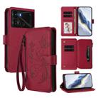 For Itel P40 Butterfly Love Flower Multi-card Zipper Wallet Leather Phone Case(Wine Red) - 1