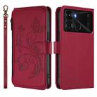 For Itel P40 Butterfly Love Flower Multi-card Zipper Wallet Leather Phone Case(Wine Red) - 2