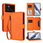 For Itel P40 Butterfly Love Flower Multi-card Zipper Wallet Leather Phone Case(Orange) - 1