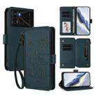 For Itel P40 Butterfly Love Flower Multi-card Zipper Wallet Leather Phone Case(Dark Green) - 1