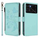 For Itel P40 Butterfly Love Flower Multi-card Zipper Wallet Leather Phone Case(Mint Green) - 2