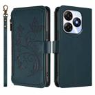 For Itel P55 4G / Infinix Smart 8 Butterfly Love Flower Multi-card Zipper Wallet Leather Phone Case(Dark Green) - 2