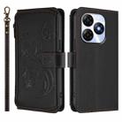 For Itel P55 4G / Infinix Smart 8 Butterfly Love Flower Multi-card Zipper Wallet Leather Phone Case(Black) - 2