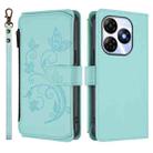 For Itel P55 4G / Infinix Smart 8 Butterfly Love Flower Multi-card Zipper Wallet Leather Phone Case(Mint Green) - 2