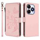 For Itel P55 4G / Infinix Smart 8 Butterfly Love Flower Multi-card Zipper Wallet Leather Phone Case(Pink) - 2