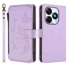 For Itel P55 4G / Infinix Smart 8 Butterfly Love Flower Multi-card Zipper Wallet Leather Phone Case(Light Purple) - 2