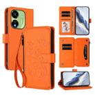 For Itel P55 5G Butterfly Love Flower Multi-card Zipper Wallet Leather Phone Case(Orange) - 1
