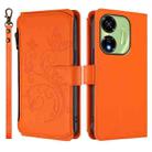 For Itel P55 5G Butterfly Love Flower Multi-card Zipper Wallet Leather Phone Case(Orange) - 2