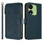 For Itel P55 5G Butterfly Love Flower Multi-card Zipper Wallet Leather Phone Case(Dark Green) - 2