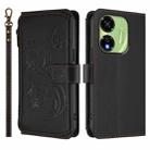 For Itel P55 5G Butterfly Love Flower Multi-card Zipper Wallet Leather Phone Case(Black) - 2