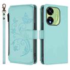 For Itel P55 5G Butterfly Love Flower Multi-card Zipper Wallet Leather Phone Case(Mint Green) - 2