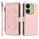 For Itel P55 5G Butterfly Love Flower Multi-card Zipper Wallet Leather Phone Case(Pink) - 2