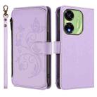 For Itel P55 5G Butterfly Love Flower Multi-card Zipper Wallet Leather Phone Case(Light Purple) - 2