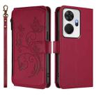 For Itel P55+ Butterfly Love Flower Multi-card Zipper Wallet Leather Phone Case(Wine Red) - 2