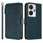 For Itel P55+ Butterfly Love Flower Multi-card Zipper Wallet Leather Phone Case(Dark Green) - 2