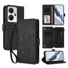 For Itel P55+ Butterfly Love Flower Multi-card Zipper Wallet Leather Phone Case(Black) - 1