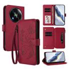 For Itel RS4 / S666LN Butterfly Love Flower Multi-card Zipper Wallet Leather Phone Case(Wine Red) - 1