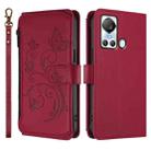 For Itel S18 / Vision 4 Butterfly Love Flower Multi-card Zipper Wallet Leather Phone Case(Wine Red) - 2