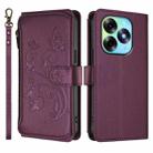 For Itel S23+ Butterfly Love Flower Multi-card Zipper Wallet Leather Phone Case(Dark Purple) - 2