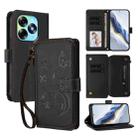 For Itel S23+ Butterfly Love Flower Multi-card Zipper Wallet Leather Phone Case(Black) - 1