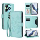 For Itel S23+ Butterfly Love Flower Multi-card Zipper Wallet Leather Phone Case(Mint Green) - 1
