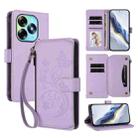 For Itel S23+ Butterfly Love Flower Multi-card Zipper Wallet Leather Phone Case(Light Purple) - 1