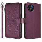 For Itel S23 / S665L Butterfly Love Flower Multi-card Zipper Wallet Leather Phone Case(Dark Purple) - 2
