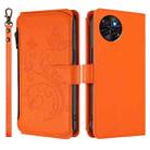 For Itel S23 / S665L Butterfly Love Flower Multi-card Zipper Wallet Leather Phone Case(Orange) - 2