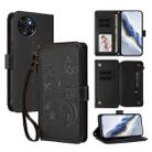 For Itel S23 / S665L Butterfly Love Flower Multi-card Zipper Wallet Leather Phone Case(Black) - 1