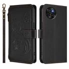 For Itel S23 / S665L Butterfly Love Flower Multi-card Zipper Wallet Leather Phone Case(Black) - 2