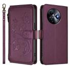 For Itel S24 Butterfly Love Flower Multi-card Zipper Wallet Leather Phone Case(Dark Purple) - 2