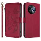 For Itel S24 Butterfly Love Flower Multi-card Zipper Wallet Leather Phone Case(Wine Red) - 2