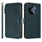For Itel S24 Butterfly Love Flower Multi-card Zipper Wallet Leather Phone Case(Dark Green) - 2