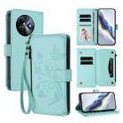 For Itel S24 Butterfly Love Flower Multi-card Zipper Wallet Leather Phone Case(Mint Green) - 1