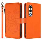 For Itel S25 4G Flat Butterfly Love Flower Multi-card Zipper Wallet Leather Phone Case(Orange) - 2