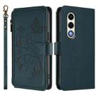 For Itel S25 4G Flat Butterfly Love Flower Multi-card Zipper Wallet Leather Phone Case(Dark Green) - 2