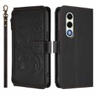 For Itel S25 4G Flat Butterfly Love Flower Multi-card Zipper Wallet Leather Phone Case(Black) - 2