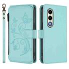 For Itel S25 4G Flat Butterfly Love Flower Multi-card Zipper Wallet Leather Phone Case(Mint Green) - 2