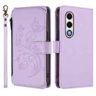 For Itel S25 4G Flat Butterfly Love Flower Multi-card Zipper Wallet Leather Phone Case(Light Purple) - 2