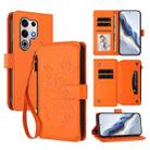 For Itel S25 Ultra 4G Curved Butterfly Love Flower Multi-card Zipper Wallet Leather Phone Case(Orange) - 1