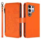 For Itel S25 Ultra 4G Curved Butterfly Love Flower Multi-card Zipper Wallet Leather Phone Case(Orange) - 2