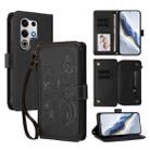 For Itel S25 Ultra 4G Curved Butterfly Love Flower Multi-card Zipper Wallet Leather Phone Case(Black) - 1