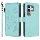 For Itel S25 Ultra 4G Curved Butterfly Love Flower Multi-card Zipper Wallet Leather Phone Case(Mint Green) - 2