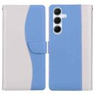 For Samsung Galaxy A24 4G Embossed Two-Color Leather Phone Case(White Blue) - 1
