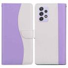 For Samsung Galaxy A53 5G Embossed Two-Color Leather Phone Case(Purple White) - 1