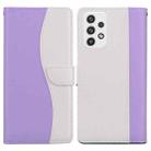 For Samsung Galaxy A32 4G Embossed Two-Color Leather Phone Case(Purple White) - 1