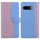 For Google Pixel 9a Embossed Two-Color Leather Phone Case(Pink Blue) - 1